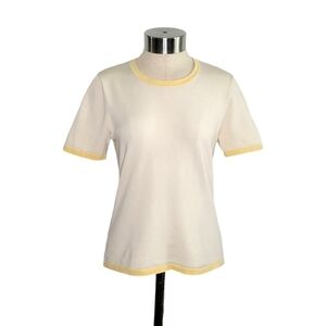 Pendleton Silk Blend Short Sleeve Ringer Tee T-Shirt Womens Size S Petite Yellow